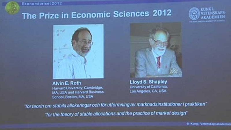 Los estadounidenses Roth y Shapley, premiados con el Nobel de Economía 2012