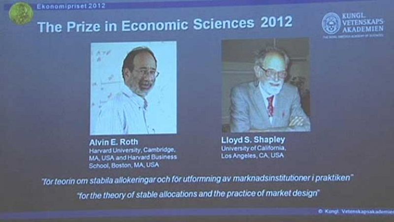 Los estadounidenses Roth y Shapley, premiados con el Nobel de Economía 2012