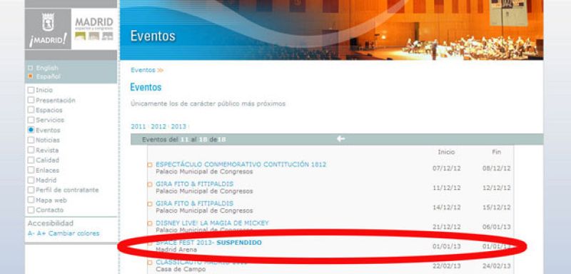 Venden aún entradas para Nochevieja en el Madrid Arena aunque el Ayuntamiento lo ha suspendido