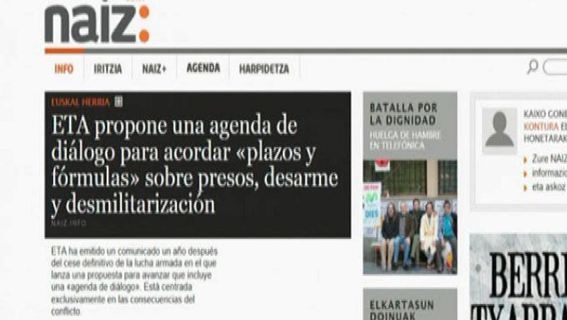 ETA ofrece su final a cambio de un acuerdo sobre "presos, desarme y desmilitarización"