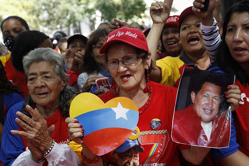 Seguidores de Chávez muestran en la calle su apoyo al líder venezolano