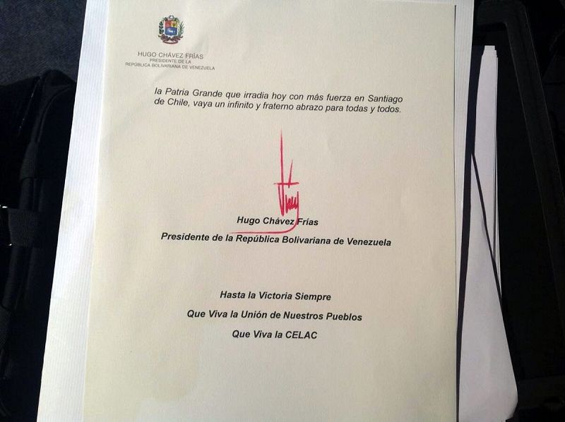 Chávez denuncia en un carta a la Celac el bloqueo a Cuba y la colonización de las Malvinas