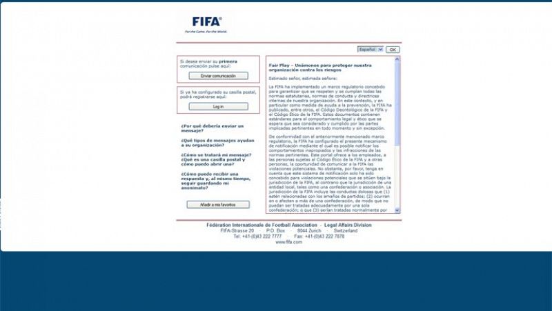 La FIFA pone en marcha una web para denunciar fraudes