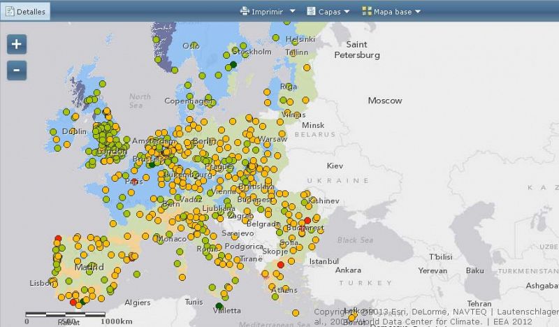 Un mapa muestra el riesgo de inundaciones y el cambio climático en Europa