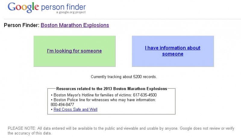 El Buscador de Personas de Google ayuda a localizar desaparecidos en el atentado de Boston