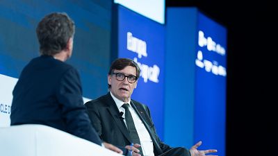 Salvador Illa respon les preguntes del president del Cercle d'Economia, Jaume Guardiola Salvador Illa respon les preguntes del president del Cercle d'Economia, Jaume Guardiola