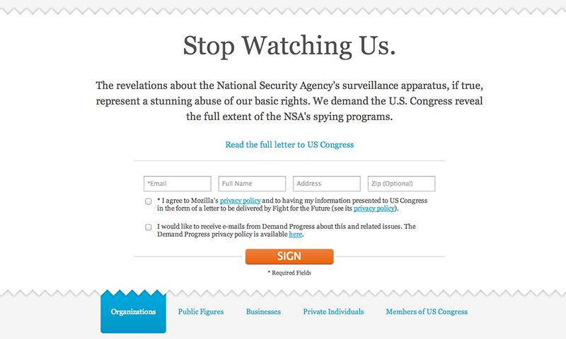 "Dejad de vigilarnos", piden los activistas de Internet al gobierno estadounidense