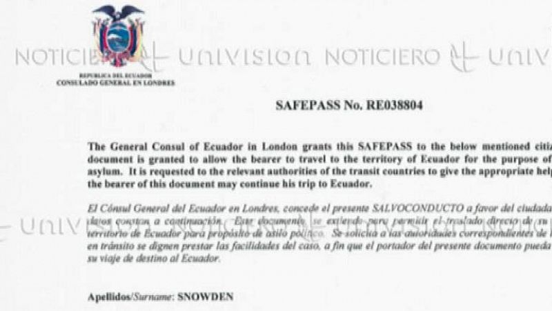 Ecuador niega haber concedido un salvoconducto a Snowden