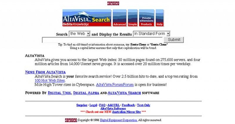 Antes de Google y Yahoo existió AltaVista