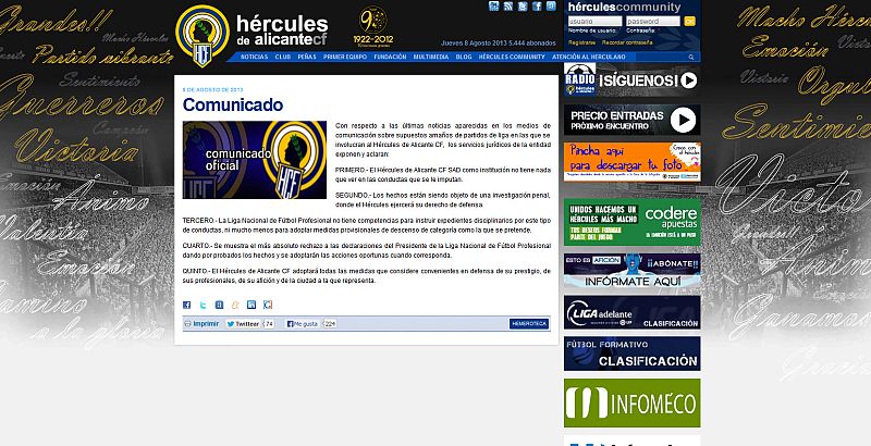 El Hércules rechaza las denuncias de amaños