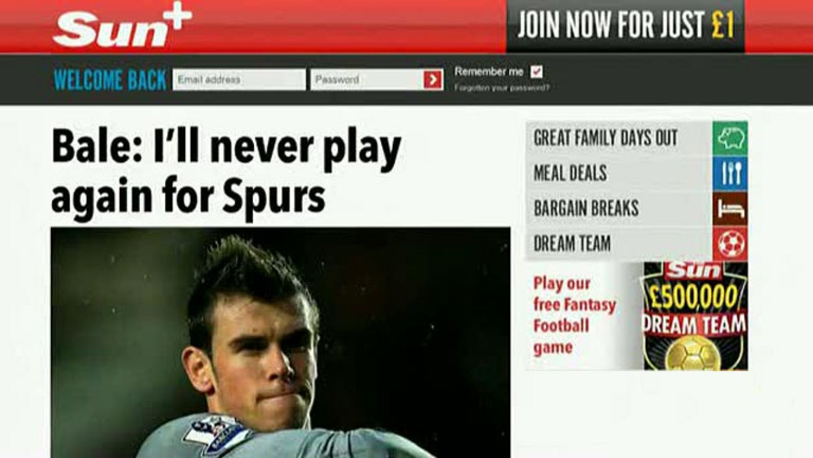 El centrocampista galés Gareth Bale, por el que está interesado el Real Madrid, ha dicho que no volverá a ponerse la camiseta del Tottenham Hotspur, según asegura hoy el tabloide británico "The Sun". El extremo de 24 años se ha confiado al parecer a
