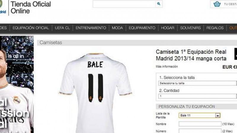 El Madrid vende por error la camiseta de Bale