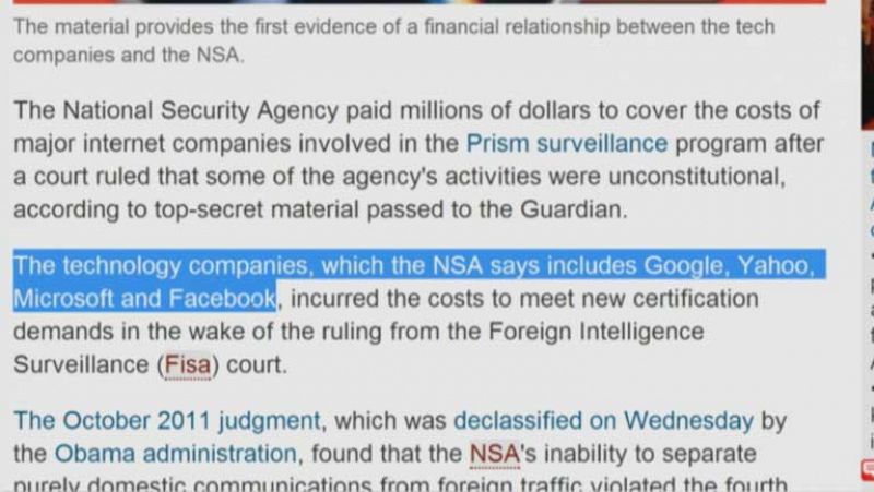 La NSA pagó a los gigantes informáticos por su colaboración