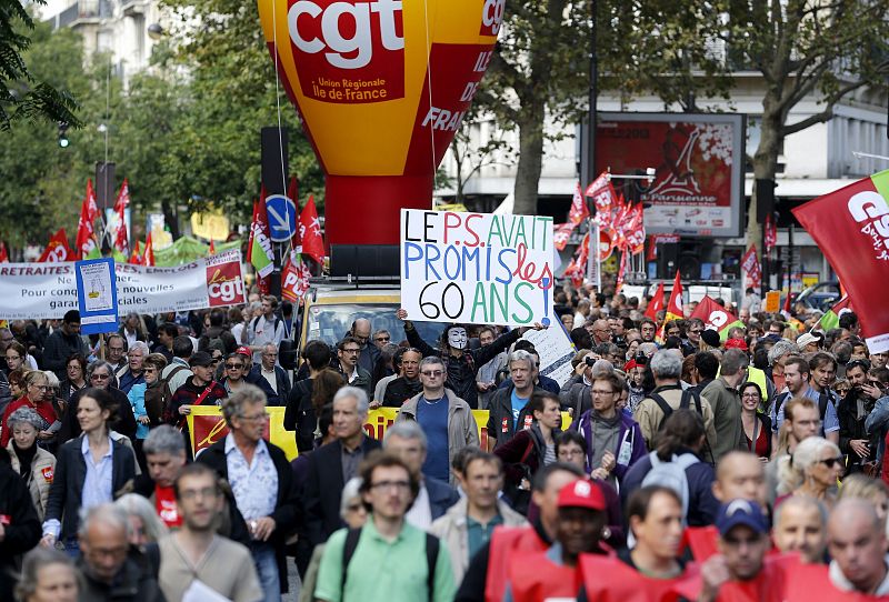 Los sindicatos franceses salen a la calle contra la reforma de las pensiones de Hollande