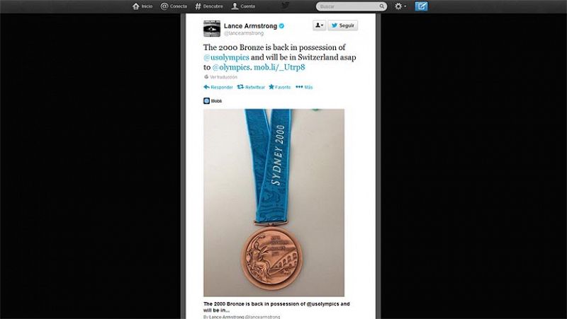 Lance Armstrong devuelve la medalla de bronce que logró en Sidney 2000
