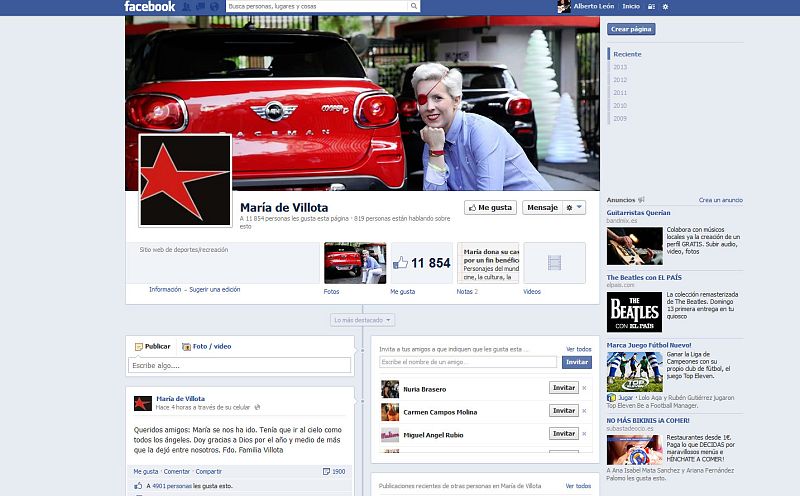 La familia De Villota agradece "el año y medio de más" que vivió María