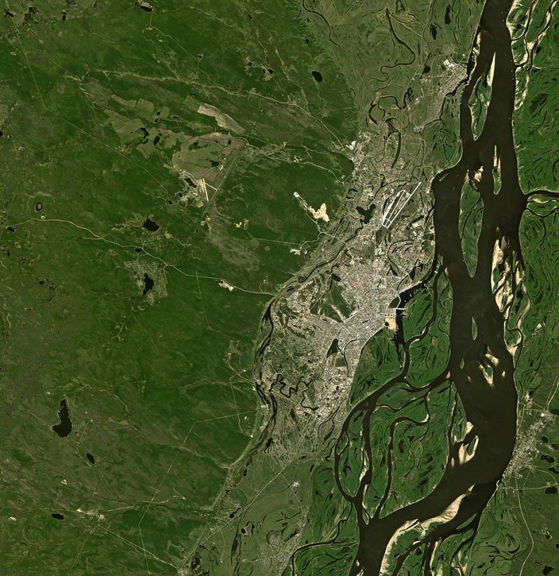Una de las regiones más frías de la Tierra, en Rusia, captada por un satélite japonés