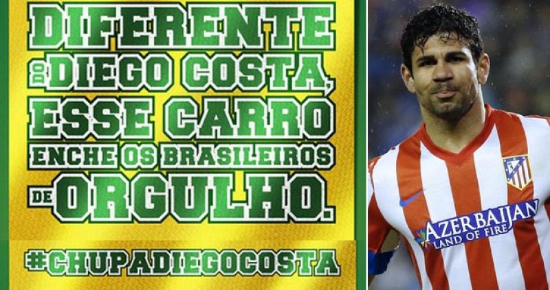 #ChupaDiegoCosta, una campaña publicitaria en Brasil en contra del delantero