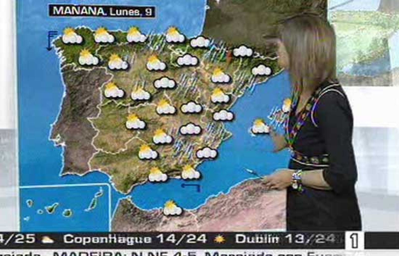 La Agencia Estatal de Meteorología anuncia para este lunes chubascos débiles en la mitad oriental y en Baleares (08/06/08).