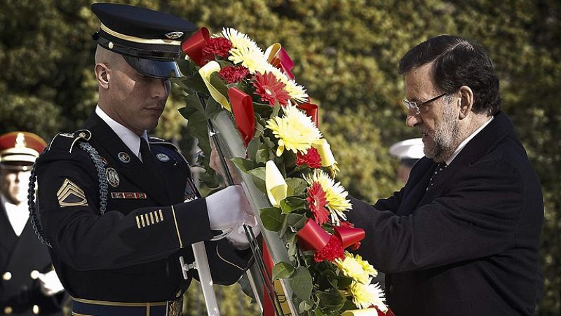 Rajoy honra a los soldados caídos por EE.UU. antes de su reunión con Obama en Washington