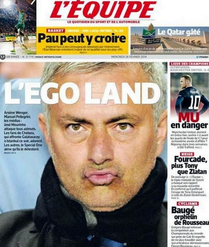 El diario francés L'Equipe dedica su portada a Mourinho y a su ego