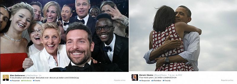 El 'selfie' de Ellen DeGeneres en los Oscar 2014, el tuit más retuiteado de la historia