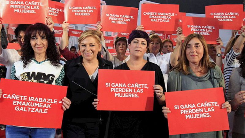 Valenciano pide un "no como una casa" a la derecha y Rubalcaba tilda al PP de "machista"