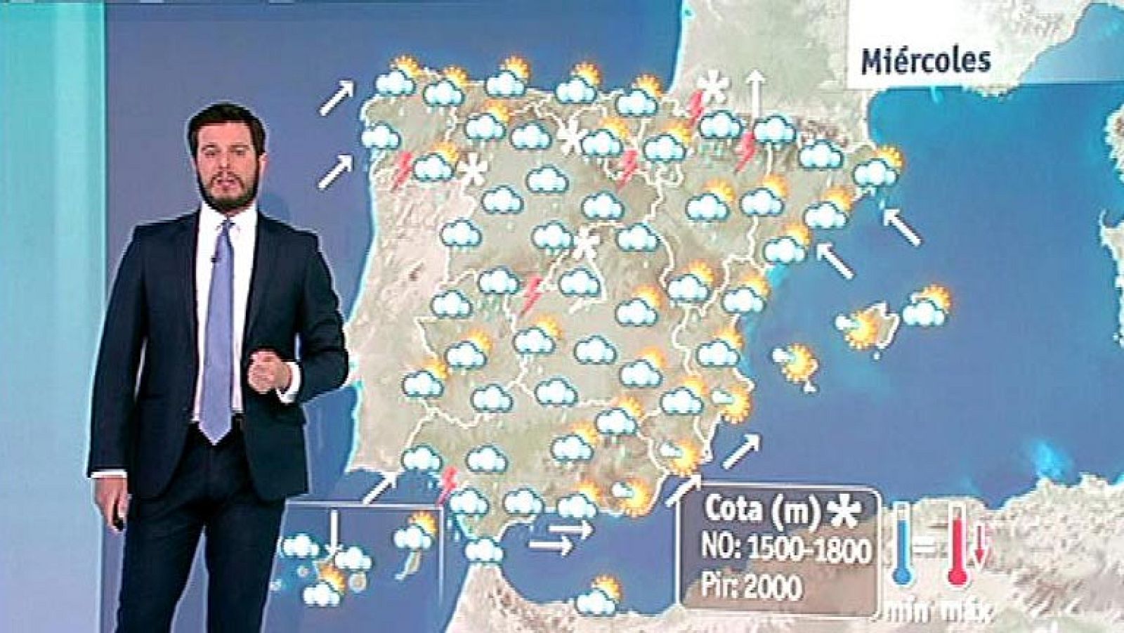 Jornada marcada por las precipitaciones, concentradas en la mitad oeste y en el Pirineo.