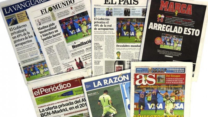 La prensa destaca la "humillación" de España ante Holanda
