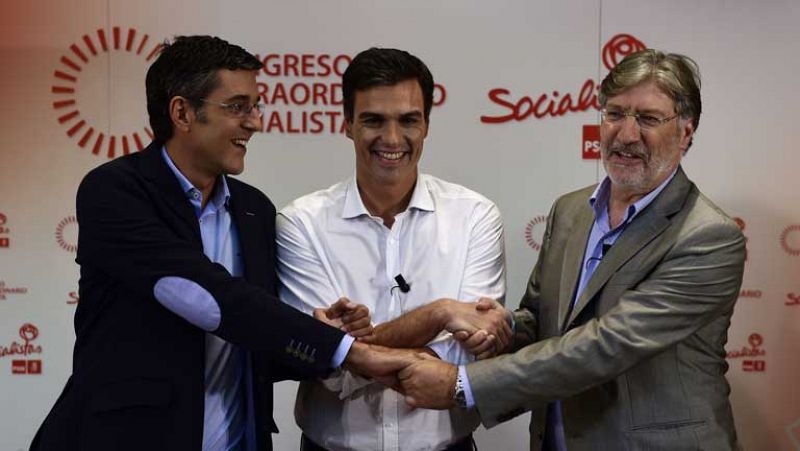Los tres aspirantes a liderar el PSOE prometen primarias para elegir al candidato a las generales