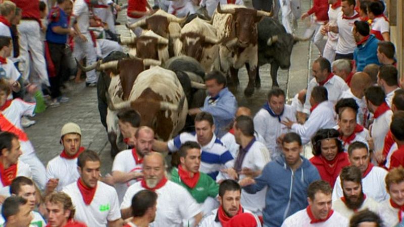 Los 'Adolfo Martín' dan un séptimo encierro de San Fermín 2014 limpio pero complicado
