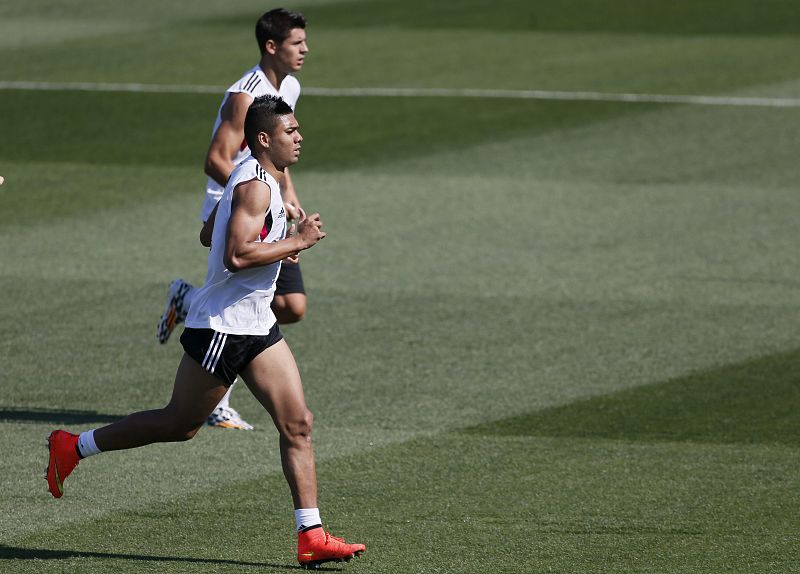 Casemiro, Morata y Florentino Pérez, protagonistas en el entrenamiento del Madrid