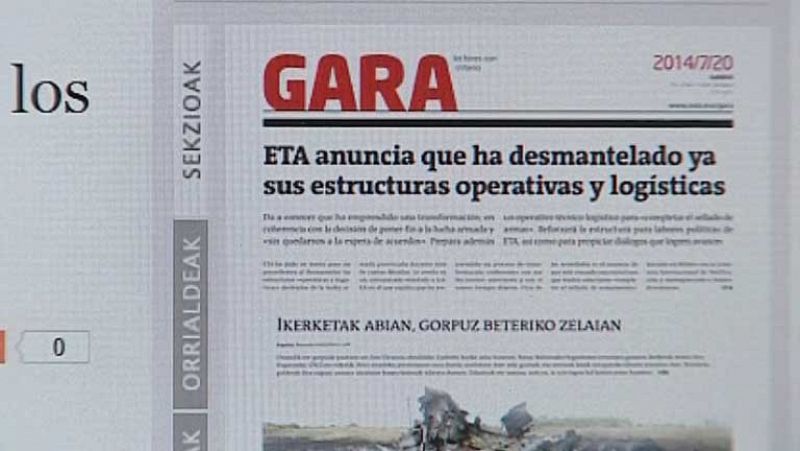 ETA anuncia que ha desmantelado las "estructuras" de la "lucha armada"