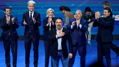 Abascal pide a sus socios de Patriots "no rendirse" en la UE y celebra la victoria de su "compañero de armas" Trump