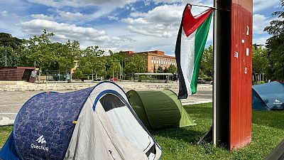 La acampada propalestina vuelve a la Complutense: "La gota que colmó el vaso fue la amenaza de anexión" La acampada propalestina vuelve a la Complutense: "La gota que colmó el vaso fue la amenaza de anexión"