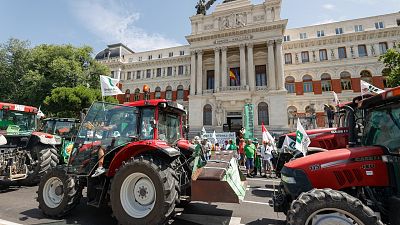 Centenares de agricultores realizan una tractorada en Madrid para pedir medidas contra la "ruina" del campo