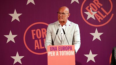 El candidat a presidir la Comissió Europea de l'Aliança Lliure Europea, Raül Romeva, en l'acte final de campanya del 9-J El candidat a presidir la Comissió Europea de l'Aliança Lliure Europea, Raül Romeva, en l'acte final de campanya del 9-J
