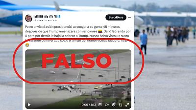No es el avión del presidente colombiano Gustavo Petro despegando para recoger migrantes en EE.UU., es falso No es el avión del presidente colombiano Gustavo Petro despegando para recoger migrantes en EE.UU., es falso