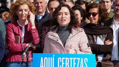 La presidenta de la Comunidad de Madrid y del PP de Madrid, Isabel Díaz Ayuso, participa en Valladolid en un mitin de la campaña electoral de Castilla y León.