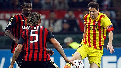 El Barcelona consiguió un punto de su visita a Milán gracias a un gol de Messi, que igualó el tanto inicial anotado por Robinho.