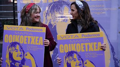 Belarra arropa a María Goikoetxea la candidata de Podemos en Aragón que promete "poner a la izquierda en pie"