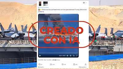 Bulo: El portaaviones de Trump ardiendo por ataque de Irán está creado con IA