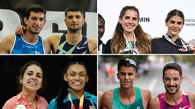 De izquierda a derecha y arriba abajo, fotocomposición con imágenes de Quique Llopis y Asier Martínez; Marta Gacía y Águeda Marqués; Maribel Sánchez y Jael Bestué; Mohamed Attaoui e Ignacio Fontes. De izquierda a derecha y arriba abajo, fotocomposición con imágenes de Quique Llopis y Asier Martínez; Marta Gacía y Águeda Marqués; Maribel Sánchez y Jael Bestué; Mohamed Attaoui e Ignacio Fontes.