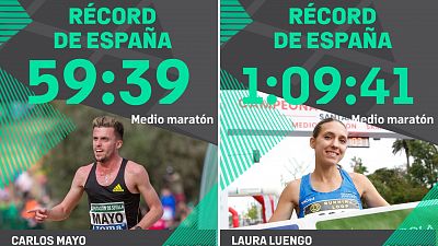 Carlos Mayo y Laura Luengo baten en Valencia el récord de España de medio maratón