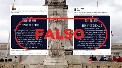 No es un comunicado real de la Casa Blanca sobre Cristóbal Colón