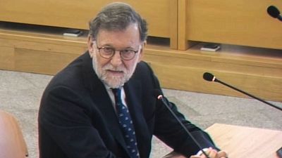 Captura del video de la señal de la Audiencia Nacional, de un momento de la declaración como testigo del expresidente del Gobierno Mariano Rajoy
