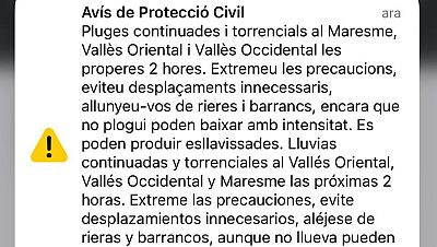 Protecció Civil envia un missatge als mòbils per pluges torrencials. Protecció Civil envia un missatge als mòbils per pluges torrencials.