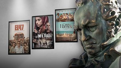 Carteles de las películas 'El 47', 'La infiltrada' y 'Casa en llamas', películas españolas favoritas en los Goya 2025