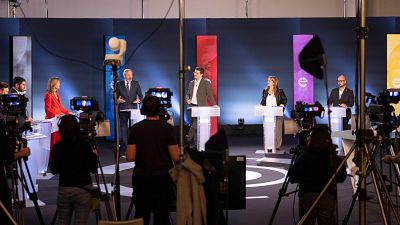 Los candidatos a las elecciones de Aragón, en el plató del debate en RTVE Los candidatos a las elecciones de Aragón, en el plató del debate en RTVE
