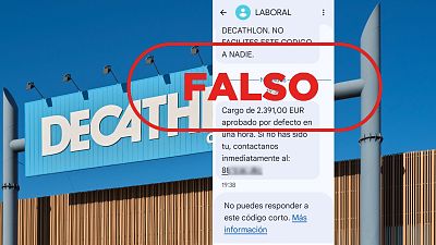 Captura del SMS fraudulento que suplanta a Decathlon. Es un fraude de 'smishing'